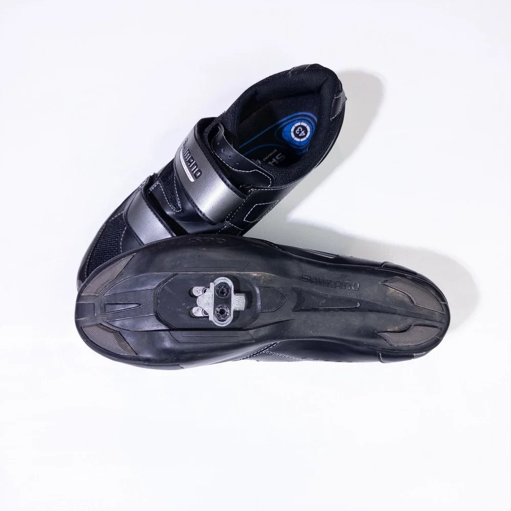 Shimano SH-R064 Cycling Shoes Mens Size 43 Black Silver Good SPD SPD-SL Cleats